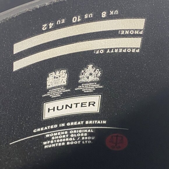 Hunter Women's Original wellies Short Gloss Rain Boots Black NWOT Size 10 - Picture 10 of 12